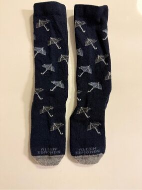 Allen Edmonds Navy Umbrella Motif Crew Socks with Gray Toes